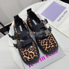 Lost In Echo Leather Leopard Print Thick Soled Mary Jane Shoes For Women 