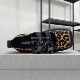 Lost In Echo Leather Leopard Print Thick Soled Mary Jane Shoes For Women 