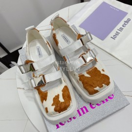 Lost In Echo Cowhide Leopard Print Thick Soled Mary Jane Shoes For Women 