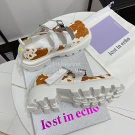 Lost In Echo Cowhide Leopard Print Thick Soled Mary Jane Shoes For Women 