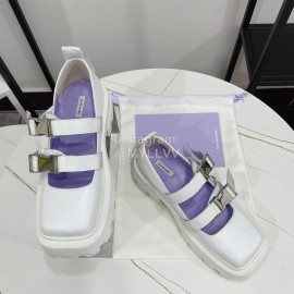 Lost In Echo Leather Thick Soled Mary Jane Shoes For Women White