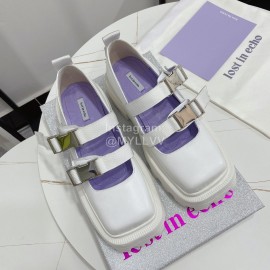 Lost In Echo Leather Thick Soled Mary Jane Shoes For Women White