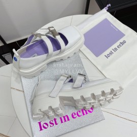 Lost In Echo Leather Thick Soled Mary Jane Shoes For Women White