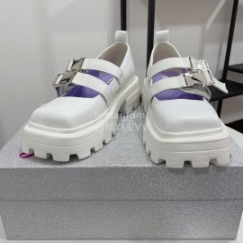 Lost In Echo Leather Thick Soled Mary Jane Shoes For Women White