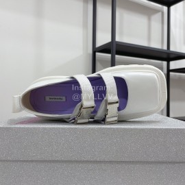 Lost In Echo Leather Thick Soled Mary Jane Shoes For Women White