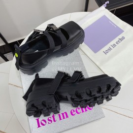 Lost In Echo Leather Thick Soled Mary Jane Shoes For Women Black