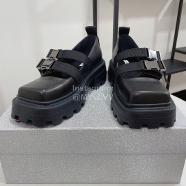 Lost In Echo Leather Thick Soled Mary Jane Shoes For Women Black