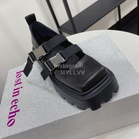 Lost In Echo Leather Thick Soled Mary Jane Shoes For Women Black