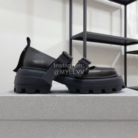 Lost In Echo Leather Thick Soled Mary Jane Shoes For Women Black