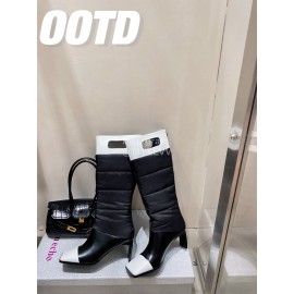 Lost In Echo Fashion Calf Leather Down High Heeled Boots For Women Black