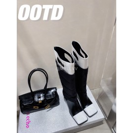 Lost In Echo Fashion Calf Leather Down High Heeled Boots For Women Black