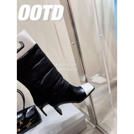 Lost In Echo Fashion Calf Leather Down High Heeled Boots For Women Black