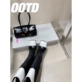 Lost In Echo Fashion Calf Leather Down High Heeled Boots For Women Black