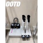 Lost In Echo Fashion Calf Leather Down High Heeled Boots For Women White