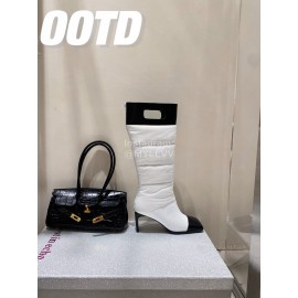 Lost In Echo Fashion Calf Leather Down High Heeled Boots For Women White