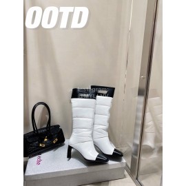 Lost In Echo Fashion Calf Leather Down High Heeled Boots For Women White