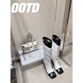 Lost In Echo Fashion Calf Leather Down High Heeled Boots For Women White