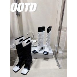 Lost In Echo Fashion Calf Leather Down High Heeled Boots For Women White