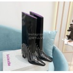 Lost In Echo Fashion Calf Leather Diamond High Heeled Boots For Women Black
