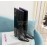 Lost In Echo Fashion Calf Leather Diamond High Heeled Boots For Women Black