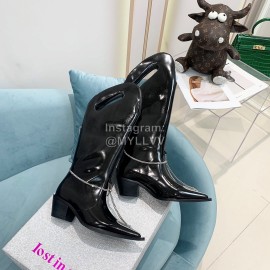 Lost In Echo Fashion Chain Calf Leather Thick High Heeled Boots For Women