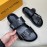 LV Summer Black Leather Slippers For Men