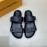 LV Summer Black Embossed Leather Slippers For Men