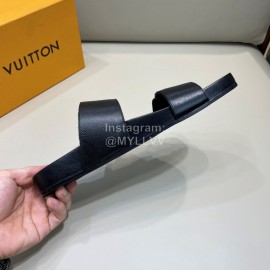 LV Summer Leather Slippers For Men Black