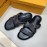 LV Summer Calf Leather Casual Slippers For Men Coffee