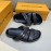 LV Summer Calf Leather Casual Slippers For Men Coffee