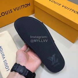 LV Summer Fashion Embossed Calf Leather Casual Slippers For Men