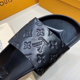 LV Summer Fashion Embossed Calf Leather Casual Slippers For Men