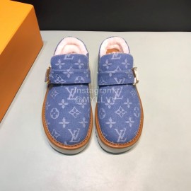 LV Winter Wool Cosy Slippers For Men Blue