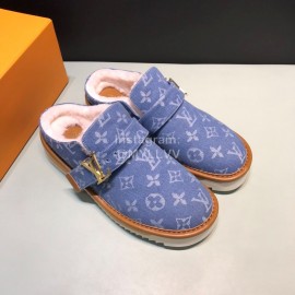 LV Winter Wool Cosy Slippers For Men Blue