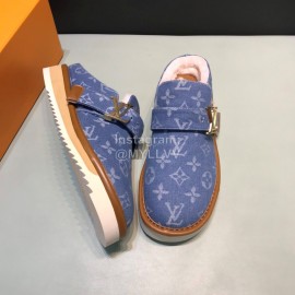 LV Winter Wool Cosy Slippers For Men Blue