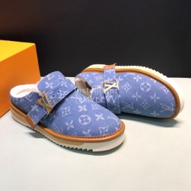 LV Winter Wool Cosy Slippers For Men Blue