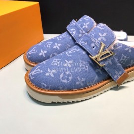 LV Winter Wool Cosy Slippers For Men Blue