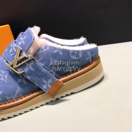 LV Winter Wool Cosy Slippers For Men Blue