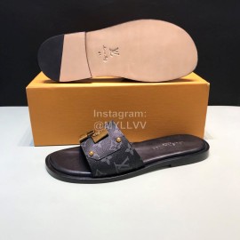 LV Antique Bronze Padlock Cowhide Slippers For Men Black