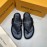 LV Black Calf Leather Flip Flops For Men 