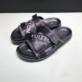 LV Calf Leather Ribbon Honolulu Slippers For Men Black