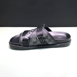 LV Calf Leather Ribbon Honolulu Slippers For Men Black