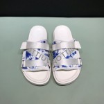 LV Calf Leather Ribbon Honolulu Slippers For Men White