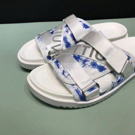 LV Calf Leather Ribbon Honolulu Slippers For Men White