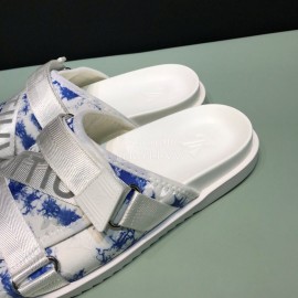 LV Calf Leather Ribbon Honolulu Slippers For Men White