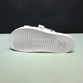 LV Calf Leather Ribbon Honolulu Slippers For Men White