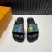 LV Summer Black Printed Calf Leather Slippers For Men