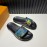 LV Summer Black Printed Calf Leather Slippers For Men