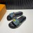 LV Summer Black Printed Calf Leather Slippers For Men