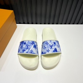 LV Summer Printed Cowhide Slippers For Men
